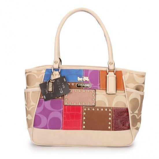 Coach Holiday Matching Stud Large Ivory Multi Satchels EBH | Coach Outlet Canada